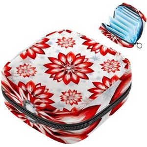 MUOOUM Kerst Sneeuwvlok Patroon Maandverband Opbergtas Menstruatie Pad Tas Draagbare Menstruatie Cup Pouch met Rits voor Tiener Meisjes Vrouwen Dames