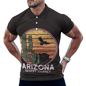 Arizona Catus Desert Journey Grappige Mannen Polo Shirt Korte Mouw T-shirts Klassieke Tops Voor Golf Tennis Workout
