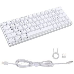 Draadloos Mechanisch Toetsenbord, Draadloos 2.4G/BT 3.0, 5.0/Type C 3 Standen 64 Toetsen Nee Numpad Compact Gamingtoetsenbord Monochromatisch Wit Licht Bedraad Toetsenbord Wit(Bruine schakelaar)