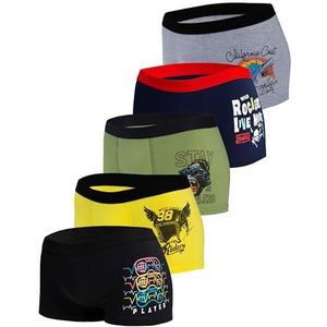 MOR Boxershorts voor jongens, van katoen, onderbroeken, verpakking van 5 stuks, geel, 122/128 cm