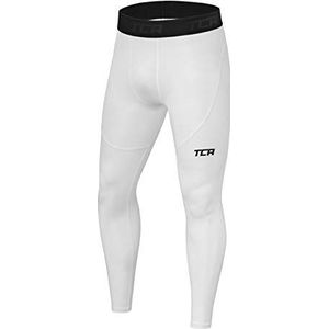 TCA Mannen Pro Performance Compressie Leggings Thermische Basislaag Tights - Wit, M