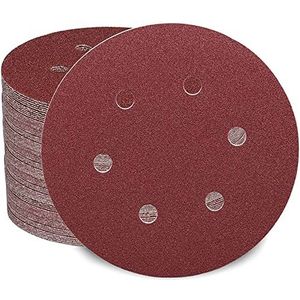 Schuurpapier/Schuurschijven/Klittenband schuurpapier set 150 mm 60/80/100/120/180/240/320/400/600/1000 Korrel 6 gaten Ideaal voor schuren/polijsten/ontroesten (100 stuks) - STEBRUAM