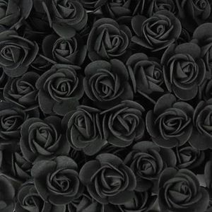50/100/200 stuks rozen 3 cm PE-schuim rozenkop l bloem huis decoratieve krans bruiloft Valentijnsdag DIY cadeau-zwart-50 stuks
