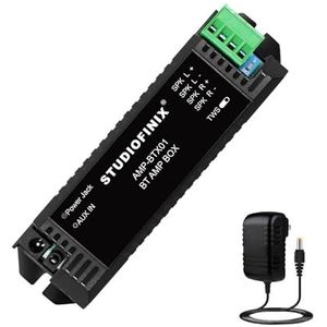 STUODIOFINIX 2-kanaals mini-bluetooth-versterker voor passieve luidsprekers met TWS, AUX, reserveonderdeel, geschikt voor wand/plafond/marine/boekenkast