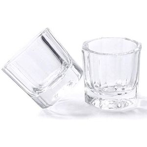 ALEXNAILART Glas Crystal Dappen Schotel met Metalen Deksel Nail Art Acryl Poeder Nail Art Gereedschap (2 stks 2 # Geen Deksel)