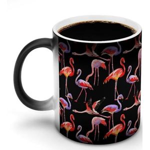 Sky Bird Flamingo Patroon Aanpassen Magic Warmte Veranderende Mok Keramische Cup Koffie Mokken Warmtegevoelige Grappige Gift