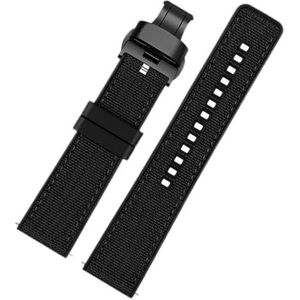LUGEMA Nylon Canvas Rubber Horlogeband Heren Siliconen Bodem Waterdichte Vlindergesp Polsband Armband Accessoires 20mm 22mm 24mm (Color : Black 04, Size : 20mm)