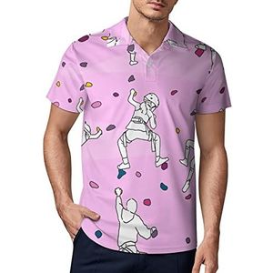 Klimmen Roze Patroon Heren Golf Polo-Shirt Zomer Korte Mouw T-Shirt Casual Sneldrogende Tees 5XL