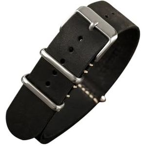 18mm 20mm 22mm 24mm zwart bruin grijs NAVO band lederen horlogeband Vintage Zulu band vervangen geschikt for TIMEX DW SEIKO Bracele (Color : Black, Size : 22mm)