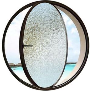 Ronde draaibare glazen ramen, vlak gemonteerde patrijspoort met gehard glas en aluminium draaipunt, schuifraam met handgreep, voor woondecoratie(Black,80CM/31.5in)