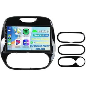 Android 15 2 Din Autoradio 9in Auto Stereo voor Renault Kaptur 2016-2019 met Draadloze Carplay Android Auto Bluetooth GPS Navigatie FM Radio WIFI Stuurwielbediening(W-1(4 Core 1G+32G))