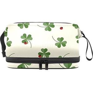 Dubbele Laag Cosmetische Tas Kerst Print Draagbare Make-up Tas Reizen Organizer Pouch Voor Vrouwen Meisjes Toiletries Tassen, Meerkleurig, 27x15x14 cm/10.6x5.9x5.5 in, Make-up zakje