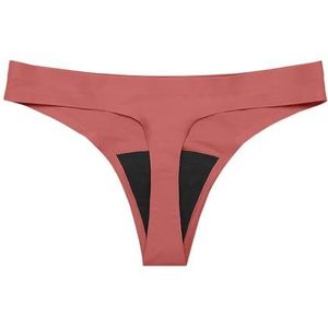 dames Menstruatie Slips, Sexy Menstruatie Strings, Naadloze Lekvrije Absorberende Strings Ondergoed, No Show Menstruatie Bikini Slips, Rood, Xxl