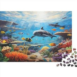 Sharks Puzzelspel voor volwassenen en jongeren, gaming, maritieme wereldpuzzel met houten puzzel voor Brain Challenge Gamer 500 stuks (52 x 38 cm)