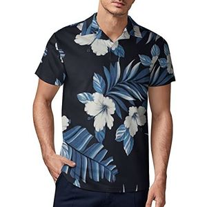 Wit Hibiscus Heren Golf Polo-Shirt Zomer Korte Mouw T-Shirt Casual Sneldrogende Tees L
