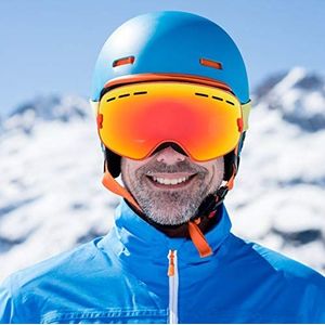 Dubbellaags Anti-condens Grote Bolvormige Buitenbescherming voor Kinderen Skiën Sportbril Schaatsbril ((Kindermodel) rood frame + volledig)