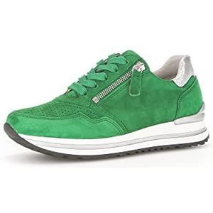 Gabor Low-Top sneakers voor dames, lage schoenen, comfortabele extra breedte (H), Verde zilver 33, 35 EU Breed