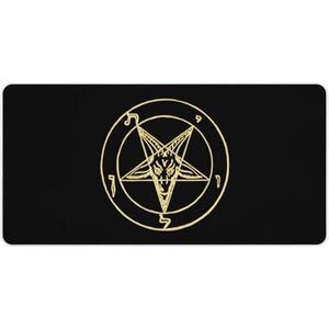 Goud Baphomet Omgekeerd Pentakel Tinnen Satanische Geit Mode Bureau Muismat Antislip Gaming Muismat Accessoires Decor 30x60cm