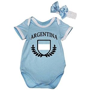 Petitebelle Nationaal Thema Argentinië Vlag Licht Blauw Katoen Baby Bodysuit Nb-18m