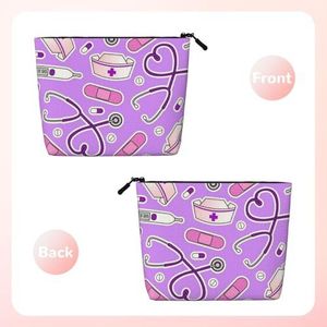 FZGGWYHL Verpleegster Patroon Paars Gedrukt Nep Hennep Hennep Make-up Bag Dagelijkse Opbergtas, Zwart, Eén maat, Tas Organizer