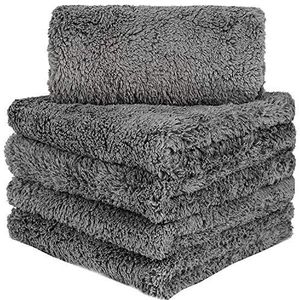 BW&HM microvezel autodroogdoeken Autopoetsdoeken extreem absorberend en zacht zachte pluisvrije poetsdoeken voor het onderhoud van auto's en motoren 40 x 40 cm 5-pack grijs