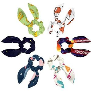 6Pcs Haar Sjaal Scruncheis Voor Vrouwen Meisjes, Lint Boog Elastische Haarbanden Bands Satijn Haar Lint Scrunchy Paardenstaart Houder Accessoires, Cartoon Mooie Vossen Bladeren Hand Getrokken