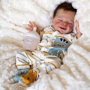 Slapende Reborn Babypoppen Siliconen Full Body Jongen/Meisje Slapen 19-Inch Realistische Pasgeboren Babypoppen Echte Babypop Wasbare Ogen Gesloten Jongen Meisjefor Kids Gift