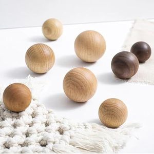 KGUDINZI Balknop lade trekt natuurlijke walnoot/as/beuken decor bal keukenkast handgrepen eenvoudige houten meubels hardware 1 stuk (kleur: W-0317-45 mm-beuken)