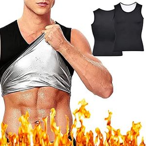 DUGEGAYL Sauna-Vest voor Heren, Afslanken Sweat Vest, Afvallen, Fitness-Workout, L/XL, Zwart