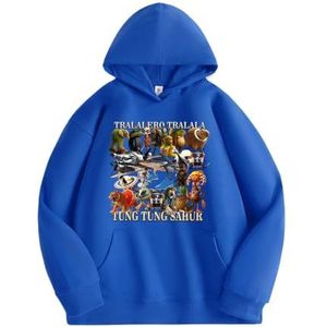 MAOXITCATY Kinderhoodie met abstracte cartoonprints tralalerotralala, geschikt voor jongere kinderen,Blauw,110cm