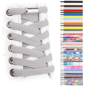 SULPO Platte siliconen veters met snelsluiting metalen capsules - Elastische veters zonder strikken voor volwassenen en kinderen - Elastische Schoenveters - Veters zonder stropdas
