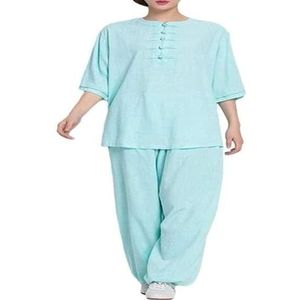 Dames Tai Chi Pak Katoen En Linnen Kung Fu Uniformen Art Wing Chun Shaolin Uniform Kleding, Wit-Medium(Blu,S)