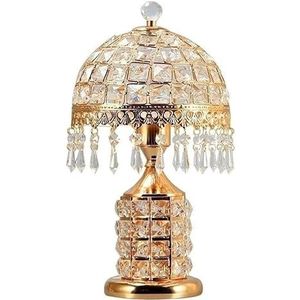 Tafellamp Bedlamp Metalen Tafellampknopschakelaar Met Antieke Koperen Afwerking Kristallen Lampenkap Bedlampje Voor Slaapkamerwoonkamer Bedlampje Banklamp