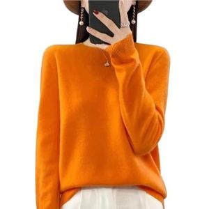 Kasjmiertruien for dames Dames effen trui Slim fit casual lange mouwen warme zachte pullover(GRAY,L)