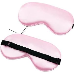 Imitatie zijden oogmasker, gevoerd slaapmasker, schaduwpatch, hoofdbanden voor draagbaar, reizen, ontspanning, rust (roze)