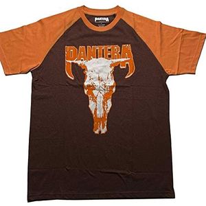 Pantera T-shirt Skull Band Logo Officiële Unisex Raglan Bruin, Bruin, XXL