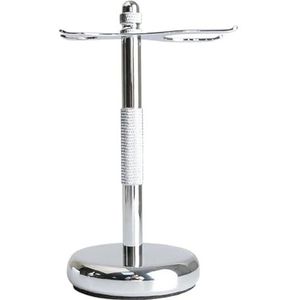 Scheermeshouder,. Scheermeshouder Praktische scheerborstelstandaard for heren, draagbare koperen scheerkwasthouder, mode mannelijk 15cm zilveren scheerstandaardset