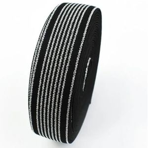 2/5/10M 25/40mm nylon elastische band streep stretch elastiekjes heldere zijde decor broek jurk riem elasticiteit kanten rand tape-zilverzwart-25mm-5 meter