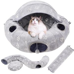 Kat Tunnel Bed Opvouwbare Kat Speelbuis met Pluche Balbuis Speeltuin Speelgoed voor Grote Katten Kittens Kitty Kleine Huisdieren Puppy