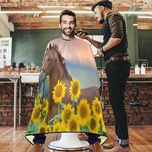 Salon Cape Rood Paard Zonnebloem Kapper Cape Premium Kappers Cape Verstelbare Kappers Jurk Voor Kappers Kapper Accessoires Thuis 140x168cm
