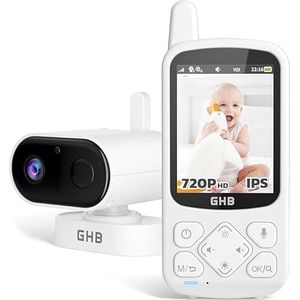 GHB Babyfoon camera 2,8 inch babycamera 720p HD 2000mAh IPS-display zoom oplaadbaar nachtzicht VOX temperatuursensor 8 slaapliedjes