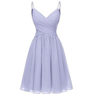 HPPEE Afstuderen jurk off-shoulder thuiskomst jurken voor junior korte rok met zakken WYX548, Lavendel, 50 grote maten