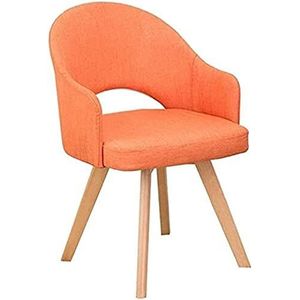 GEIRONV Moderne stoffen eetkamerstoel, for woonkamer slaapkamer keukenstoelen met houten poten gestoffeerde stoel Accent vrijetijdsstoelen Eetstoelen (Color : Orange, Size : 48x46x78cm)