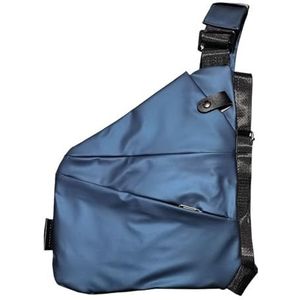 Antyfron Mannen Vrouwen Borsttas Slanke Sling Bag Casual Anti-diefstal Sling Bag Multi-zakken Sling Crossbody Bag Borst Dagrugzak voor Reizen Outdoor Blauw rechts 32x23cm