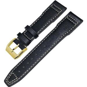 WCQSYY Echt Rundleer Horlogeband Voor IWC Mark XVIII Le Petit Prince Pilotenhorloge Band 20mm 21mm 22mm (Color : Black white gold, Size : 22mm)