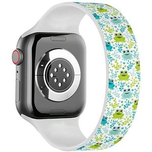 Solo Loop band compatibel met alle series Apple Watch 38/40/41mm (schattige kinderen kikker bos) rekbare siliconen band band accessoire, Siliconen, Geen edelsteen