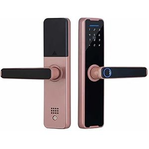 Smart Lock, Biometrische vingerafdruk deurslot K7 Pro+ Smart Lock Tuya-app Ontgrendeling op afstand Sleutelloos slot Elektronisch deurslot,voor Slaapkamer Hotel Kantoor Appartement(22x220 R,Red Bronz