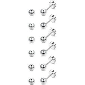6-12 paar kleine oorknopjes voor mannen vrouwen barbell oorsteker piercing roestvrij staal minimalistische ronde CZ bal kraakbeen oorbellen