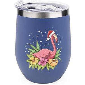 Leuke Kerst Flamingo Herbruikbare Koffie Cups Rvs Geïsoleerde Reizen Mok Dubbelwandige Wijn Tumbler Blue-stijl