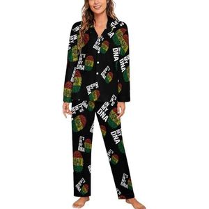 It's In My DNA Bolivia vlag dames lange mouw button down nachtkleding zachte nachtkleding lounge pyjama set M